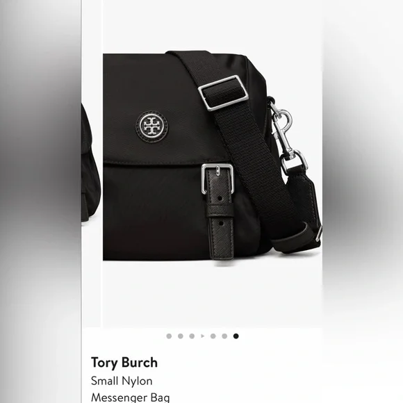 Tory Burch Small Nylon Messenger Cross Body Flap Bag Black - Picture 8 of 12